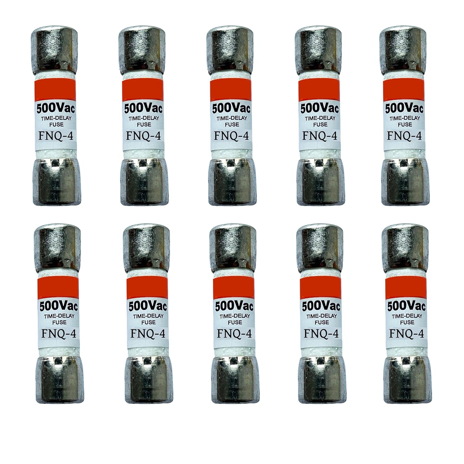 10-Pack New FNQ-4 FNQ-4A FNQ 4A 500Vac Time Delay Fuse,FNQ-4A Current Limiting Class CC Rejection Cartridge Fuses