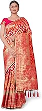 Monjolika Fashion Women's Woven Silk Blend Banarasi Jacquard Saree With Blouse Piece (5106_Multicolor)