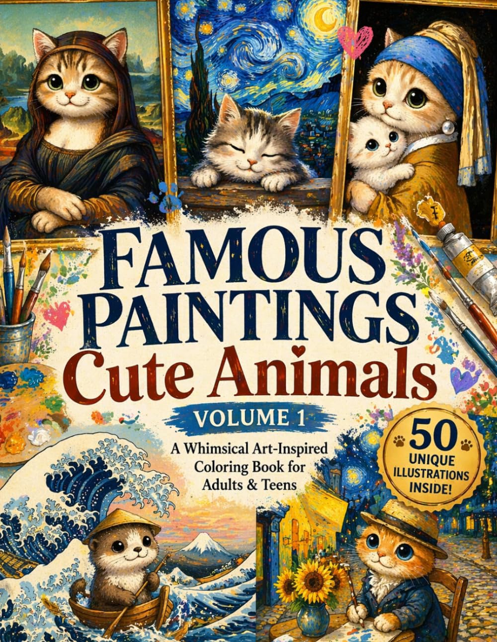 Famous Paintings as Cats: A Whimsical Art History Journey with 50 Famous Masterpieces Reimagined as Adorable Felines for Stress Relief Volume 1