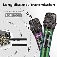 Vista 5 de Wireless Microphone Set for Singing, 2.4GHz Rechargeable Handheld Microphones System with Receiver(160 Ft), 4 Pack Cordless Dynamic Mic for Speech &