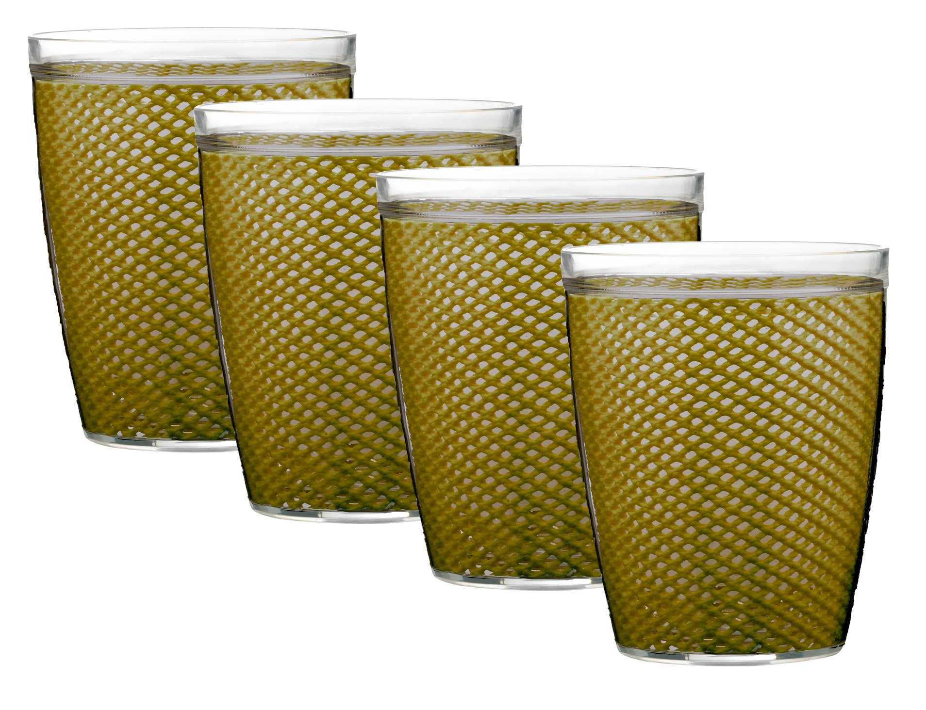 KraftwareThe Fishnet Collection Doublewall Drinkware, Set of 4, 14 oz, Moss