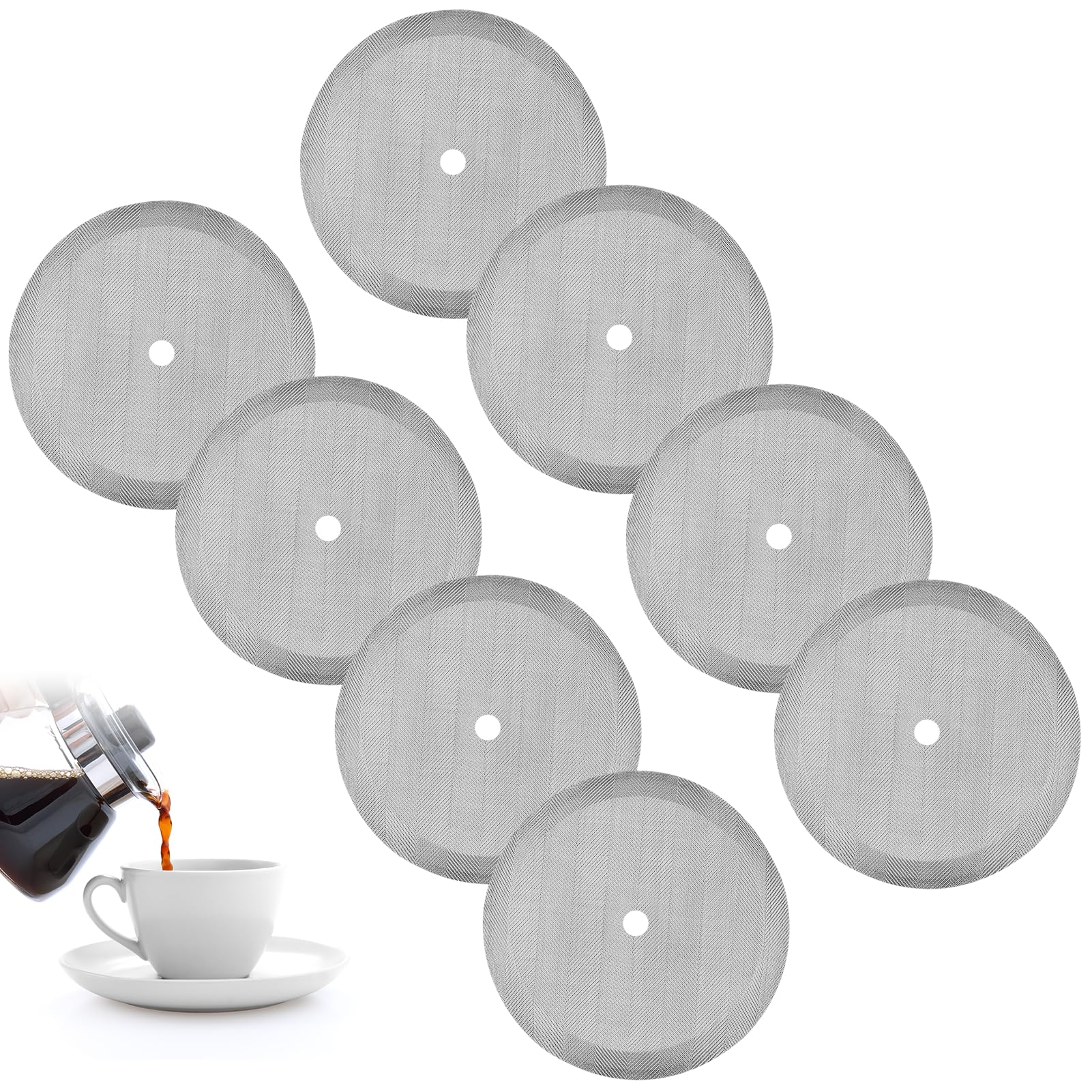 8 Pack 2.75in Replacement Stainless Steel Reusable Cafetiere Coffee Press Filter Mesh Screen for Cafetiere 1 Cup/12 Oz/ 350 Ml