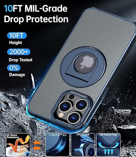 Miniatura 6 de Benbenjaytek Funda para iPhone 15 Pro Max solo compatible con soporte de anillo invisible Magsafe, rotación de 360, protección contra caídas de 10