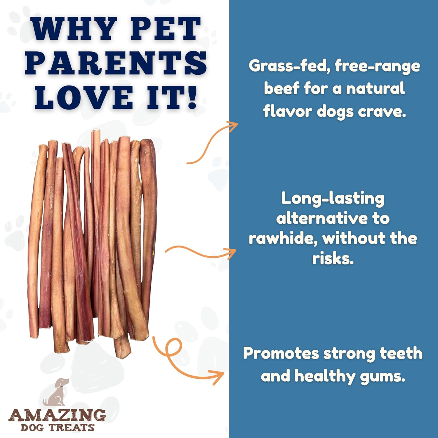 Amazing Dog Treats Bully Sticks 12 Inch - Extra Thick, Long Lasting - 5 Pcs/Pck