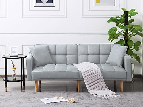 Miniatura 3 de LCH Moderno sofá tipo futón tipo Tuft convertible de dos plazas, sofá cama reclinable, tamaño individual con brazos y 2 almohadas para sala de