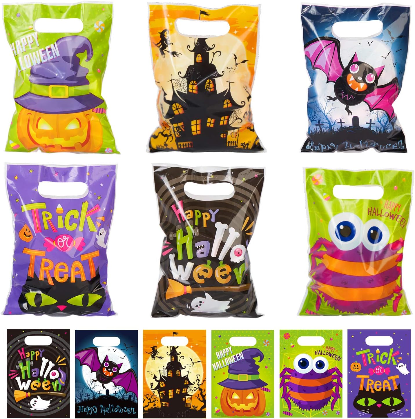 DECORLIFE 72PCS Halloween Treat Bags, Halloween Party Bags