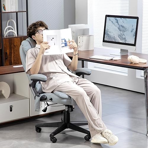 Miniatura 2 de Vinsetto Silla de oficina de masaje vibratorio de 6 puntos con calor, silla de oficina ejecutiva de microfibra con respaldo alto, respaldo