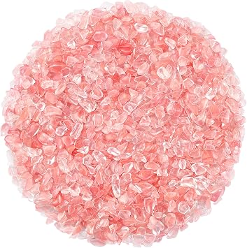 ZHIYUXI Watermelon Quartz Crystal Chips Bulk Fish Tank Decorations Aquarium Rocks Gravel Vase Filler Stones Crystals for Candle Making Witch Kit Gravel for Plants Quartz Sand Gemstone 0.22 lbs