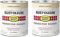 Vista 1 de Rust-Oleum 7770502-2PK - Pintura anti-óxido para aplicación con brocha, cuarto de galón, almendra brillante, (paquete de 2)