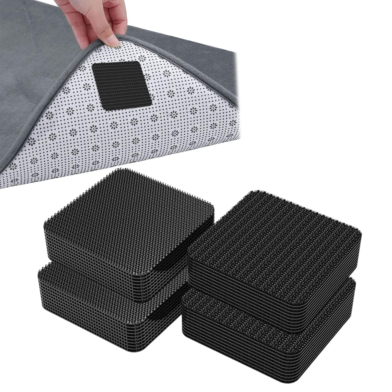 24PCS Rug Gripper for Carpeted Floor,5x5cm Washable & Reusable Non-Slip Rug to Carpet Gripper,for Laminate/Wood/Tile Floors,Rug Grippers from Rug to Carpet,Secure Rugs on Stairs & Doorways-image-26
