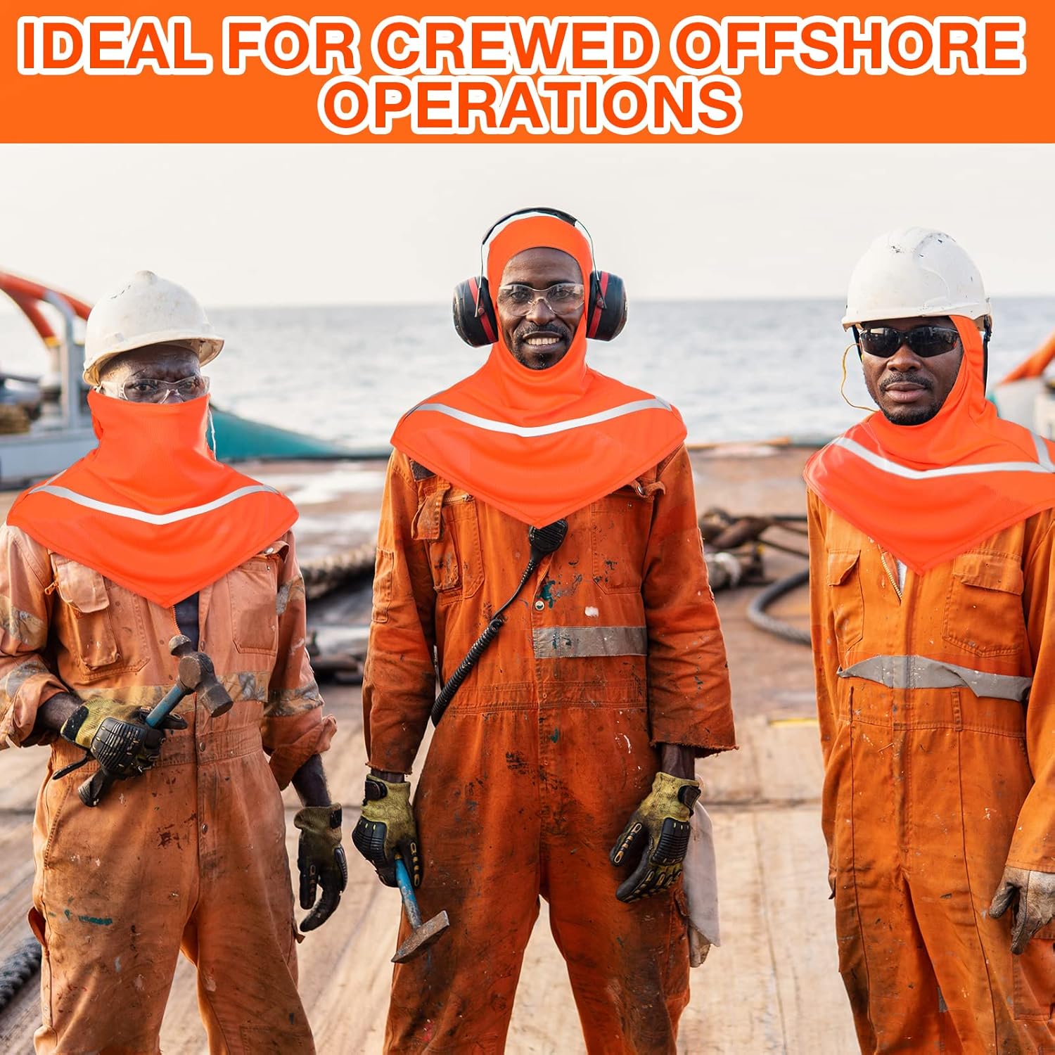 Seematn 4 Pcs Balaclava Sun Men Face Mask UV Protection with Reflective Strip for Construction Work Neck Covers Summer - Image 7