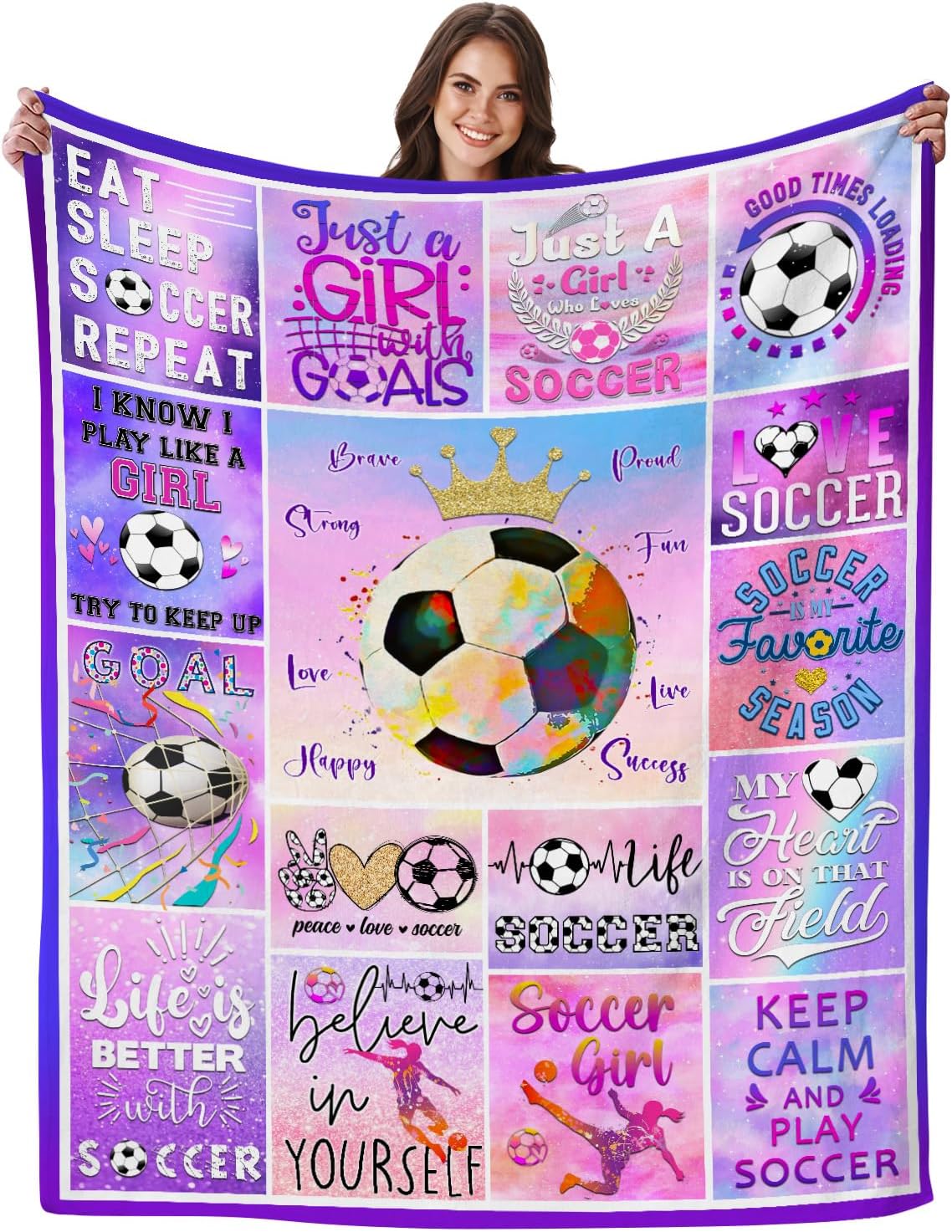 Soccer Blanket Ultra Soft Flannel Soccer Throw Blanket Soccers Gifts for Girls Women Soccers Team Lover Gifts for Kids Teens Adults 50"x40"