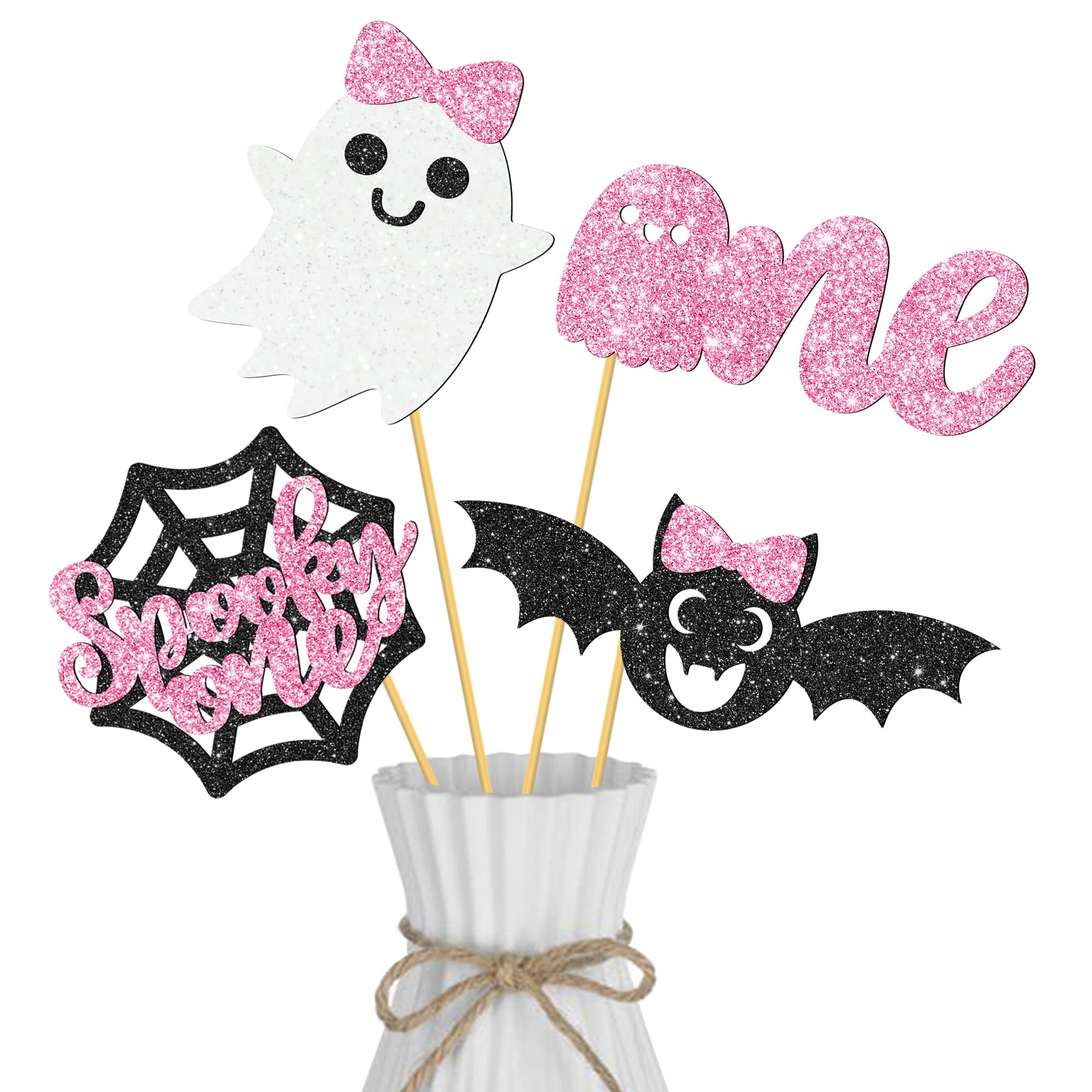 Condition photo showing New/Like New for Halloween Spooky One Centerpiece Sticks Pink Halloween Party Decorations 12PCS The Spooky One Birthday Table Toppers Ghost Theme Centerpieces for Girls 1st Birthday Baby Shower Supplies