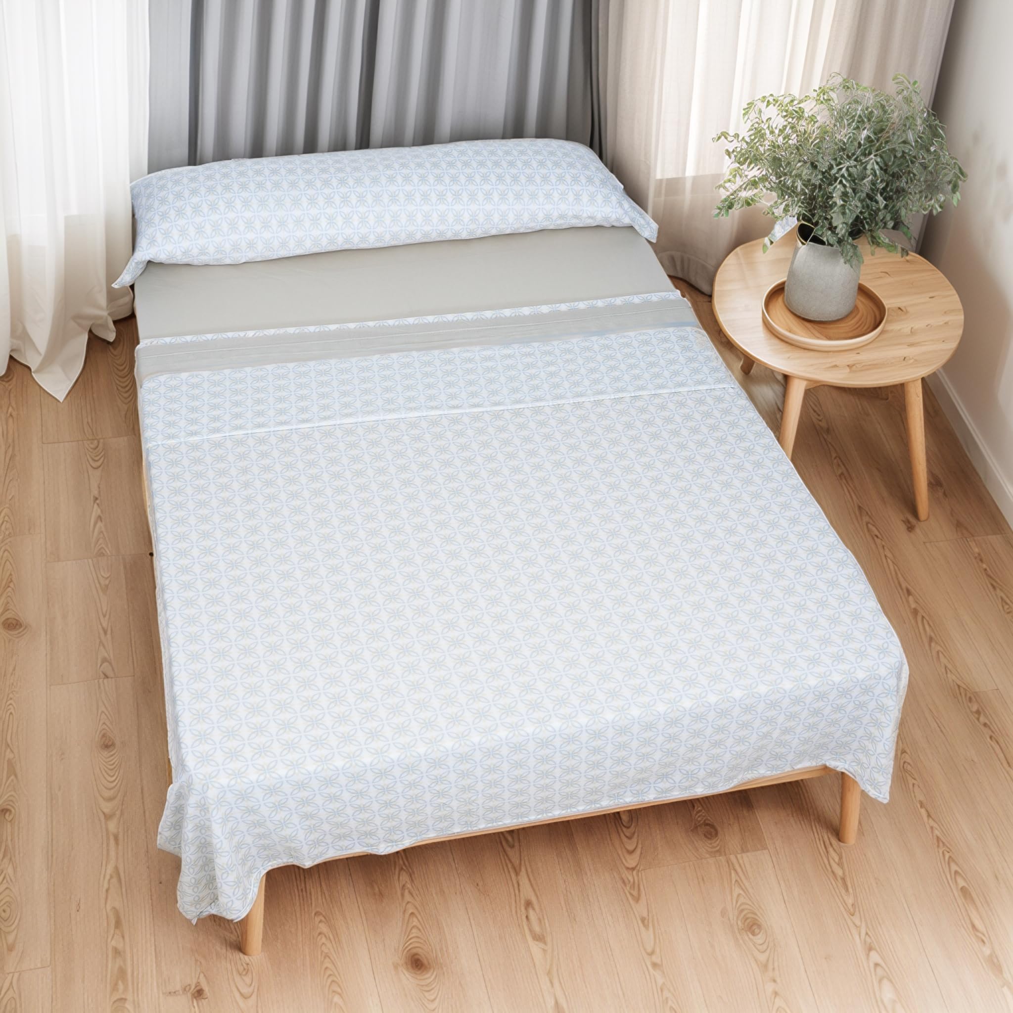 Etrexonline Juego de Sábanas Térmicas Pirineo 3 Piezas para Cama de 90 – Sábanas de Invierno Tejido Polar, Incluye Sábana Bajera Ajustable, Encimera y Funda de Almohada - Floral Beige