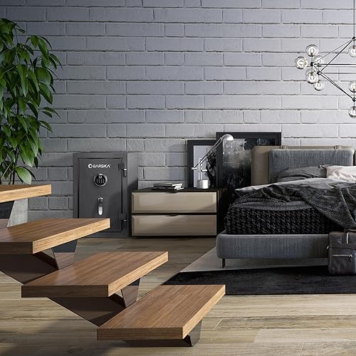 Miniatura 9 de Barska Caja fuerte biométrica ignífuga de 2.02 pies cúbicos con huella digital y bloqueo de teclado, seguridad digital con luz LED, alarma, acceso