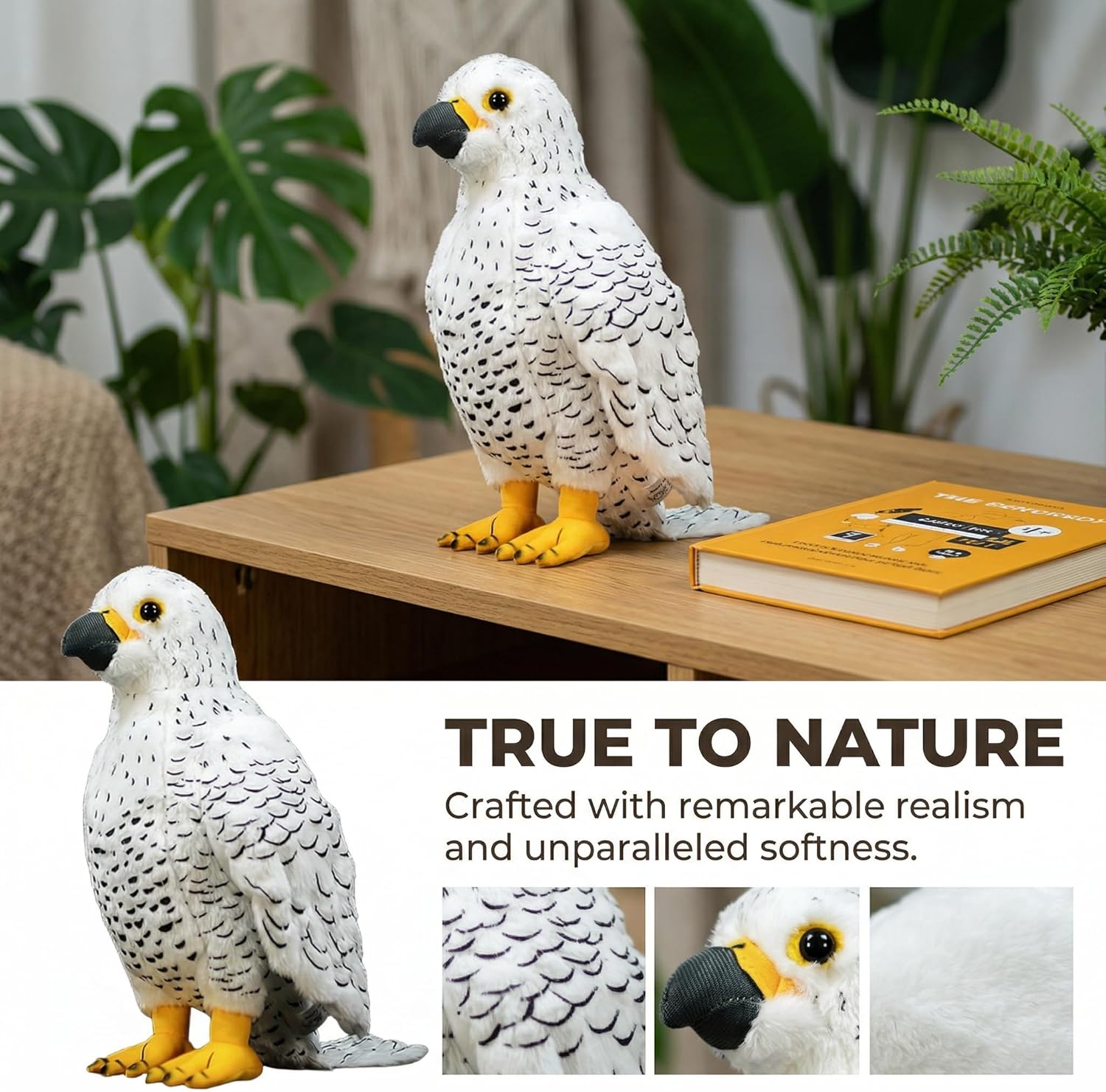 Simulation White Gyrfalcon Bird Soft Stuffed Plush Toy|Super Falcons Dolls Cute Lifelike Model Gifts|Perfect for Science and Education|Funny Ornament Plush Gift Collection for Kids