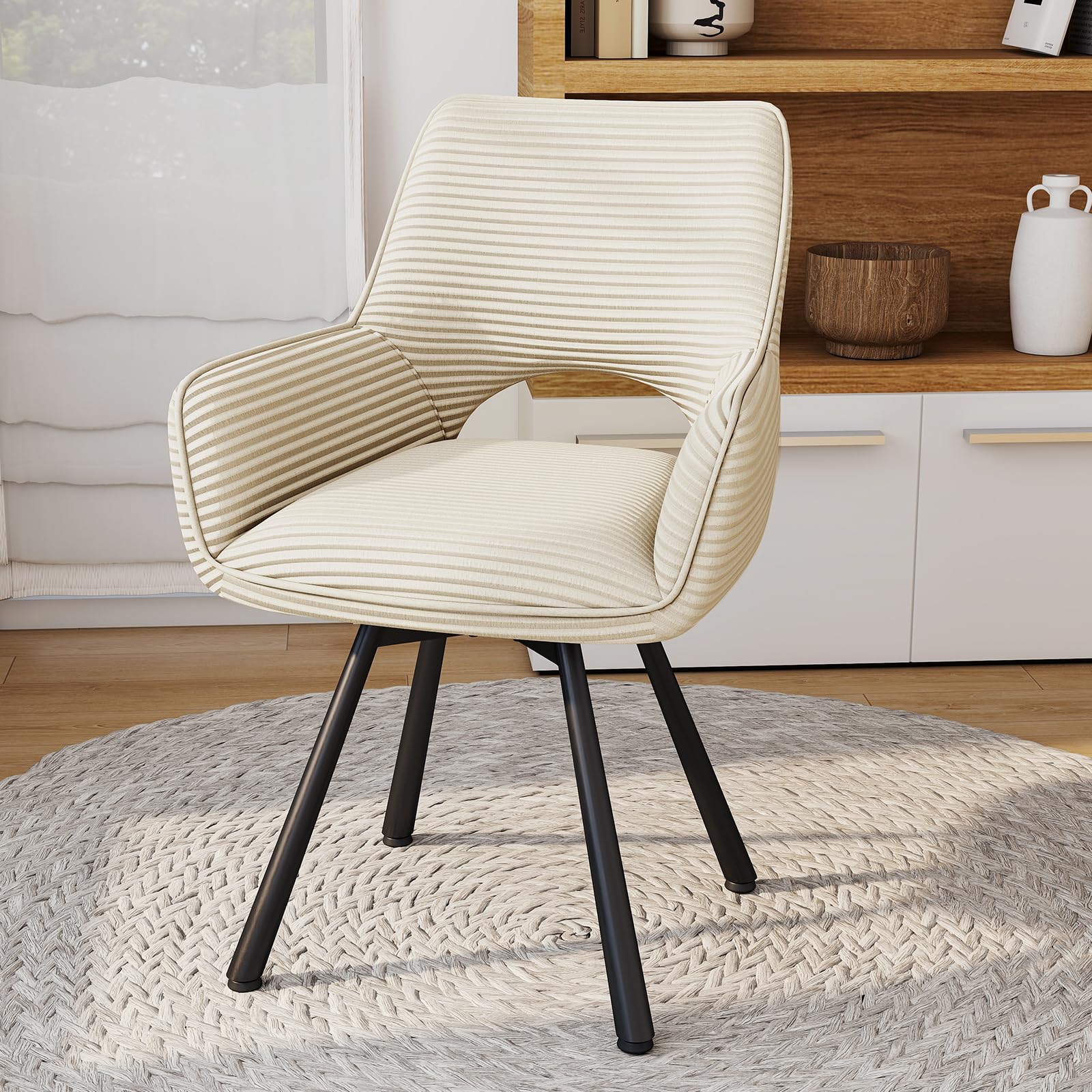 WAFTING Esszimmerstühle Drehbar 360°,Armlehnstuhl mit Metallbeinen,geeignet als Stühle Esszimmer,Samt Stuhl,Küchenstühle,Wohnzimmerstuhl,Polsterstuhl mit Samtigem Gefühl,Stühle 2er Set,Beige