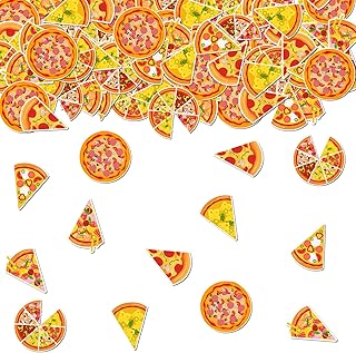 200PCS Pizza Party Confetti - Pizza Pattern Table Scatter Confetti Pizza Party Table Decorations for Boys Girls Slice Slice Baby Shower Decorations Pizza Theme Birthday Party Supplies