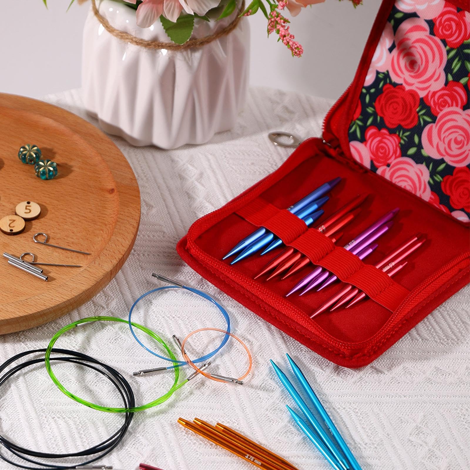 KIOALXZ Stricksets mit austauschbarem Rundstricknadelset – alles, was | zum Stricken brauchen – inklusive Nadelentfernungs Nähzubehör