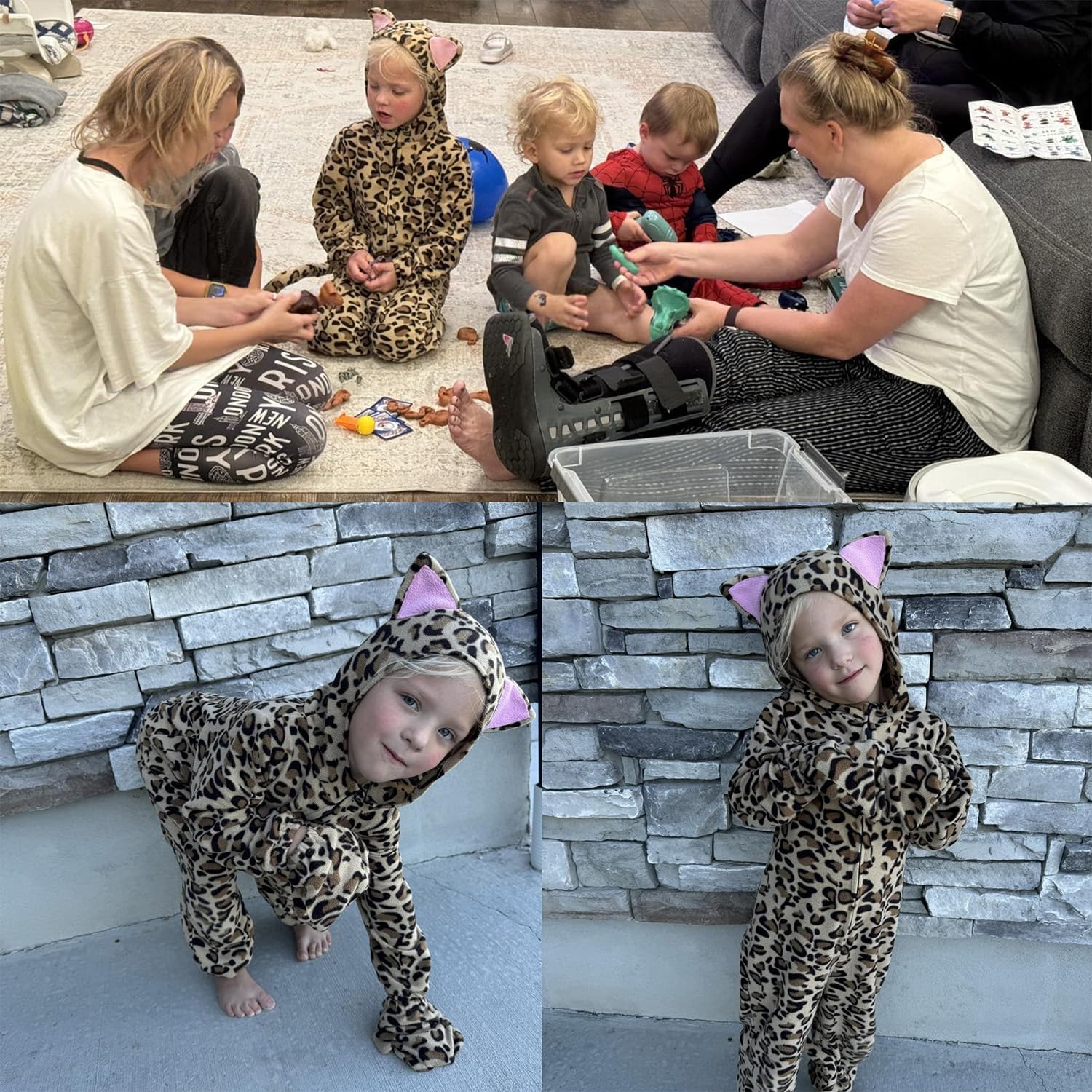 Animal Costume Kids, Cheetah/Monkey/Black Cat/Blue Monster/Dalmatians/Santa/Snowman Onesie for Girls Halloween - Image 3