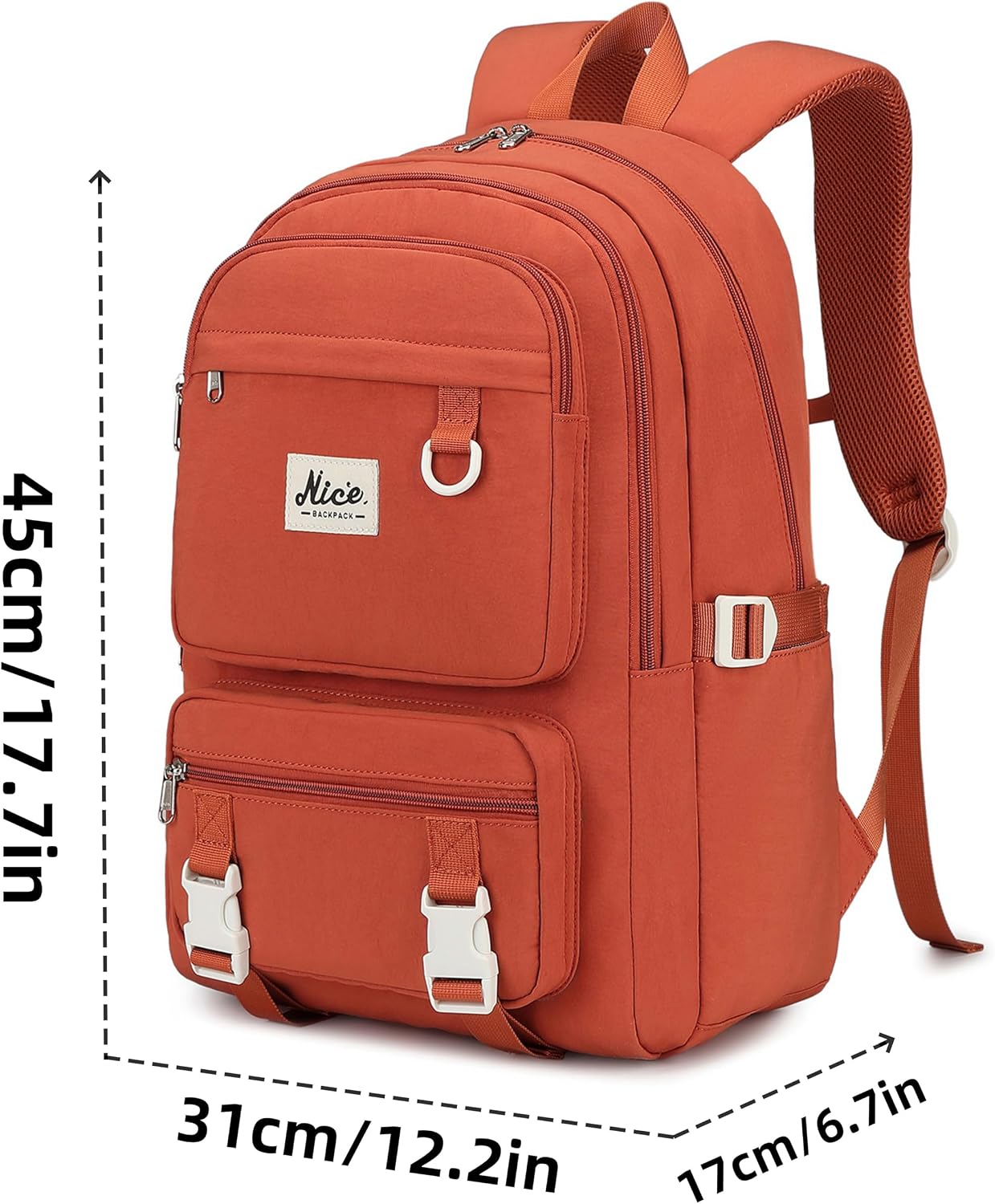 Women Laptop Backpack Solid Color Backpacks for Girl Middle High Schoolbag College Casual Bookbags Students Travel(Burnt orange) image 3