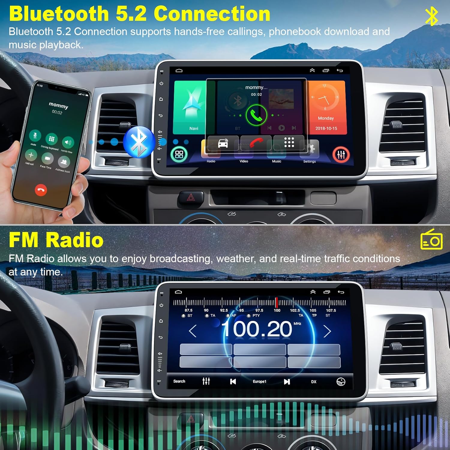 Bluetooth 5.2 connection and FM Radio interface
