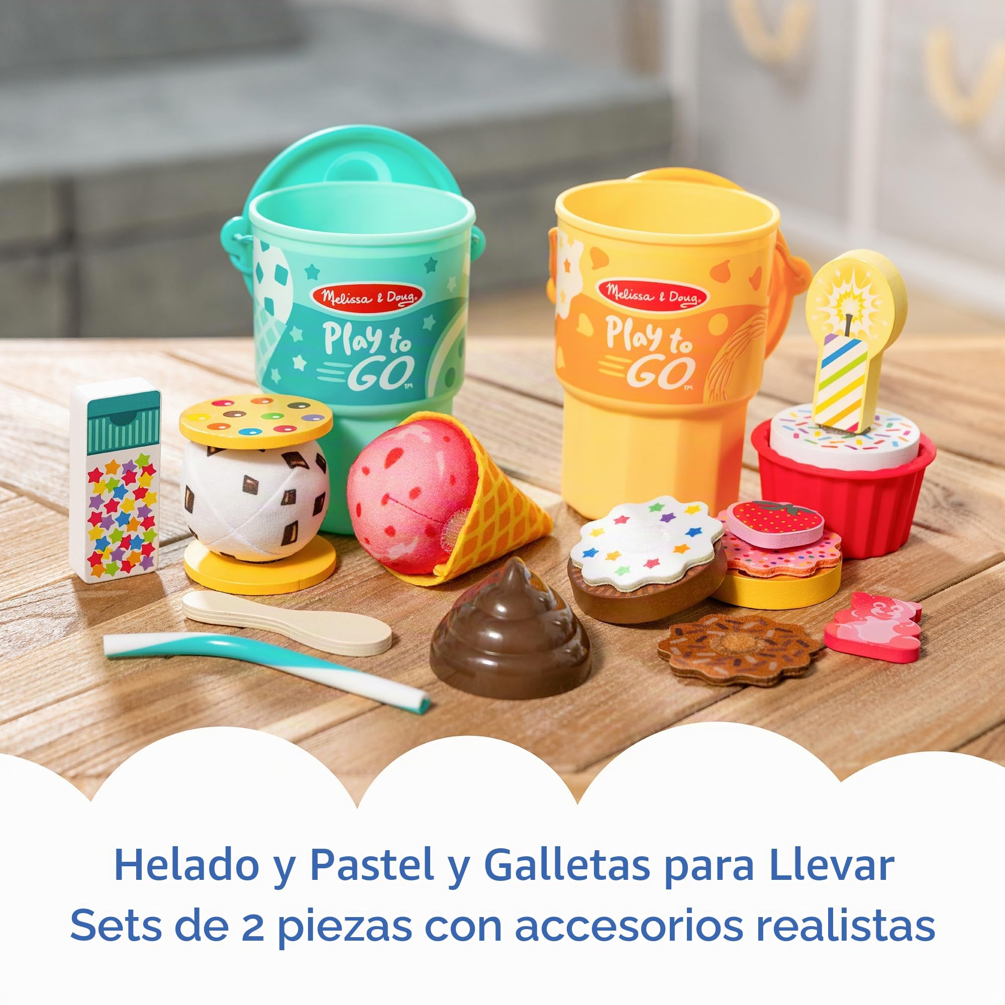 Melissa & Doug Play to Go - Paquete de 2: Pastel y Galletas y Helado, Juguetes de Viaje para niños y niñas de 3 años en adelante