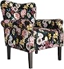 BELLEZE Modern Accent Chair, High Back Armchair, Upholstered Wingback Side Chair, Padded Single Sofa with Wooden Legs for Living Room, Bedroom - Avocado