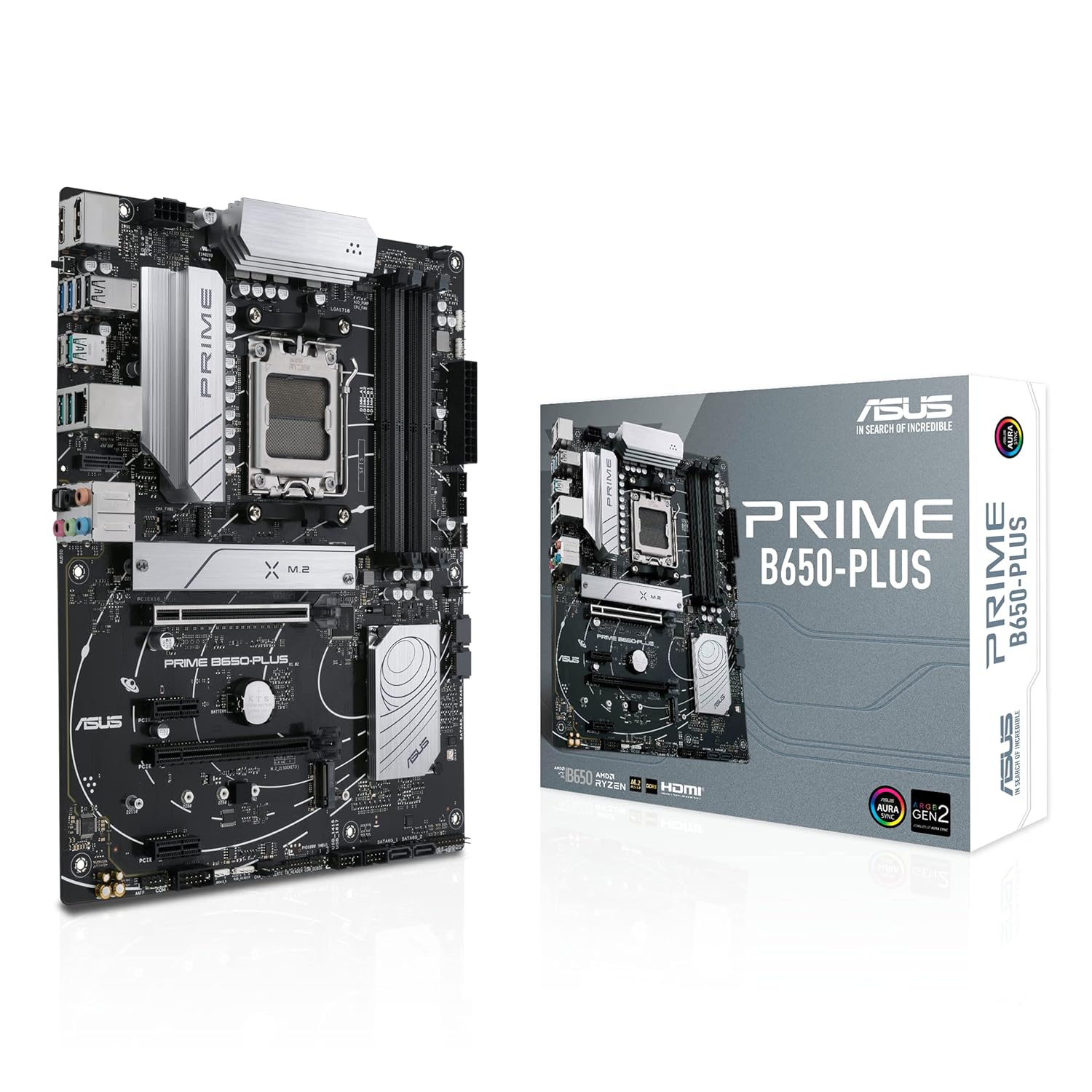 ASUS Prime B650 Plus ATX Motherboard, DDR5, PCIe 5.0 M.2 Support, 2.5Gb Ethernet, DisplayPort, HDMI®, SATA 6 Gbps, USB 3.2 Gen 2 Type-C®, Front USB 3.2 Gen 1 Type-C®, USB4® Support and Arua Sync