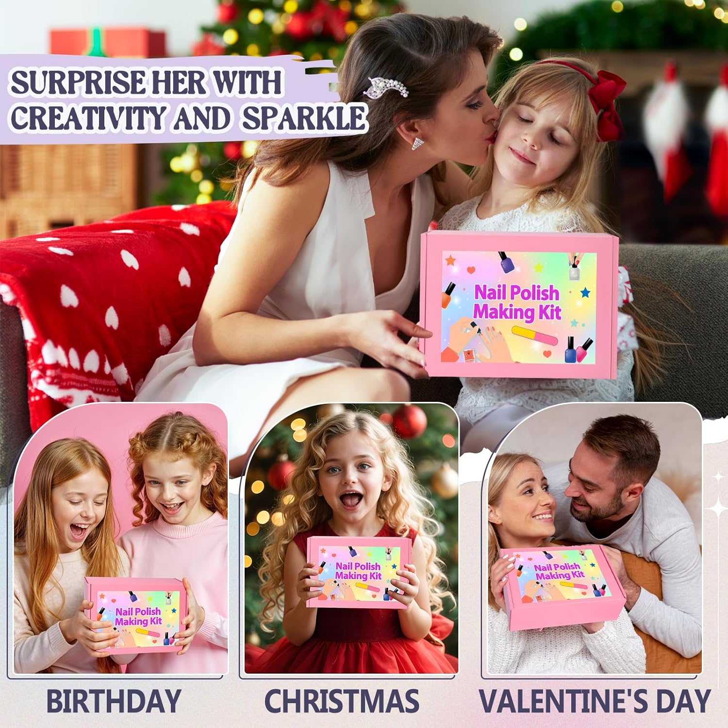 Nail Polish Making Kit, JCOOS DIY Nail Kit for Beginners With Everything, 12 Empty Nail Polish Bottles with Brush, 24 Pigment, Fun Nail Polish Kit, Christmas Gifts for Kids Nail Polish Set for Girls image 6 of 8 B0D9LVP7KY