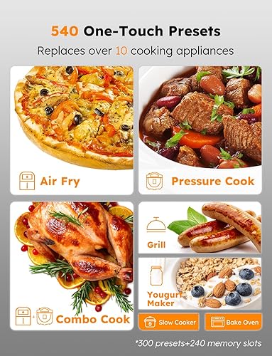 Miniatura 5 de Nuwave Freidora de aire Duet, olla a presión eléctrica y combo de parrilla, multicocina 540 en 1 con 3 tapas extraíbles que cocción lenta, sella,