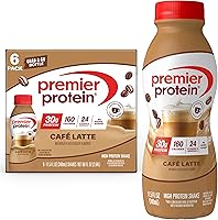 Premier Protein Café Latte Shake with Caffeine: 30g Protein, No Added Sugar, 24 Vitamins & Minerals, 11.5oz 6-Pack for Energy Boost
