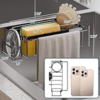 Vista 2 de TAILI Soporte de esponja con ventosa fuerte, organizador de fregadero 4 en 1 a prueba de óxido, organizador de fregadero con capacidad para Negro