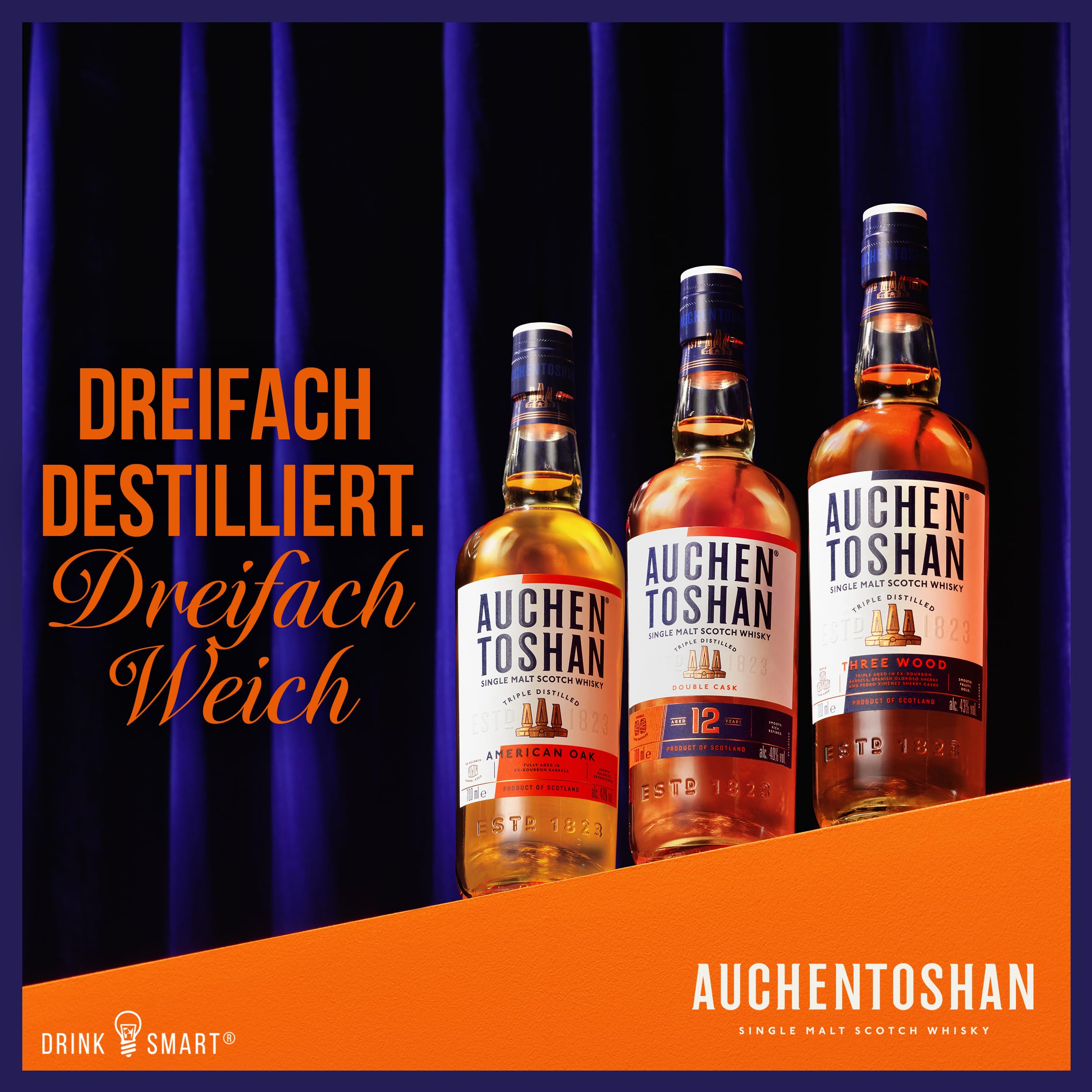 Auchentoshan Three Wood | Single Malt Scotch Whisky | mit Geschenkverpackung | karamell-nussiger Geschmack| 43% Vol | 700ml Einzelflasche
