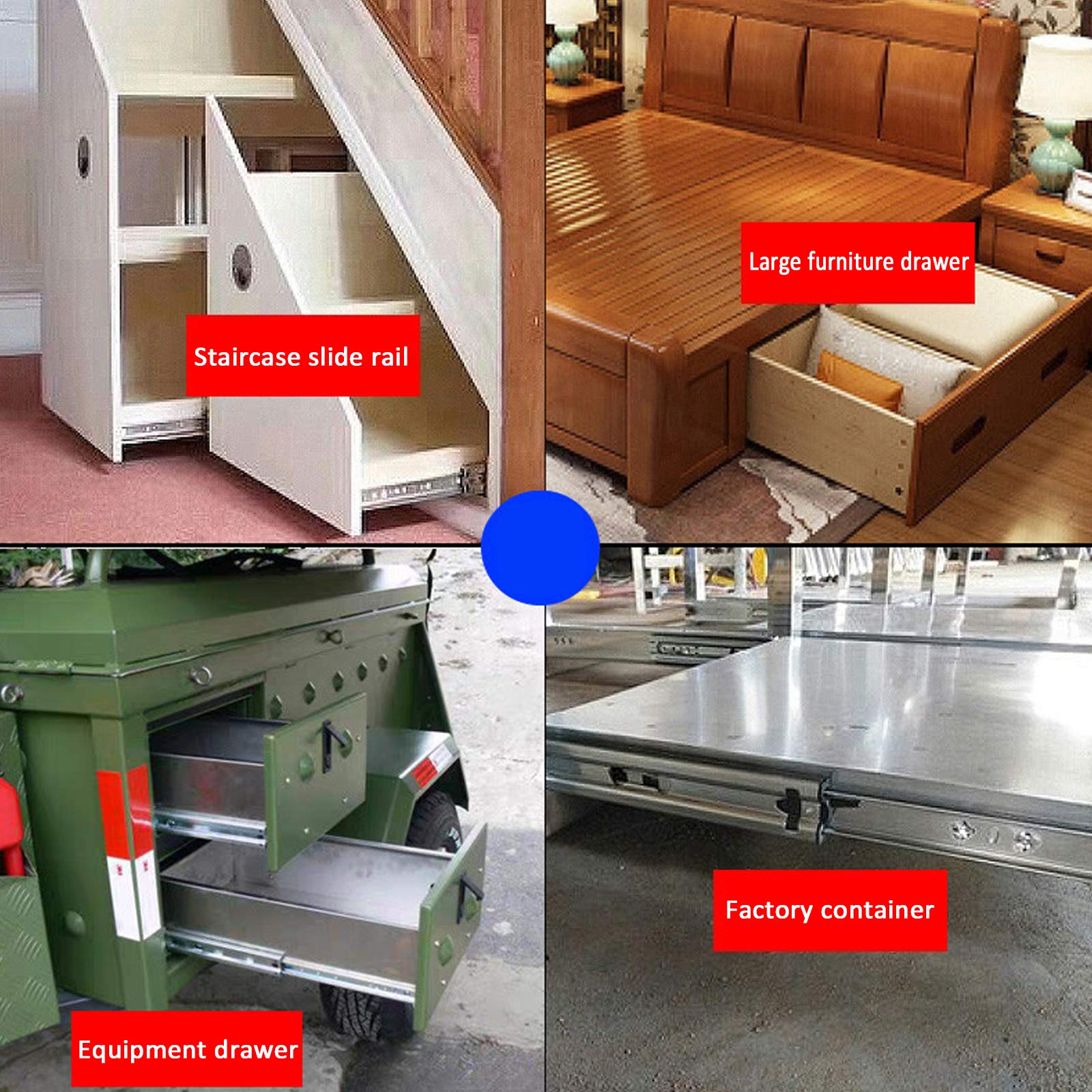 1 Paio Guide per Cassetti per Carichi Pesanti con Cuscinetti a Sfera,Guide a Estrazione Totale,Carico 120kg,per Cassette Degli Attrezzi,Industriale,Veicoli,Scarpiera (12in/300mm)