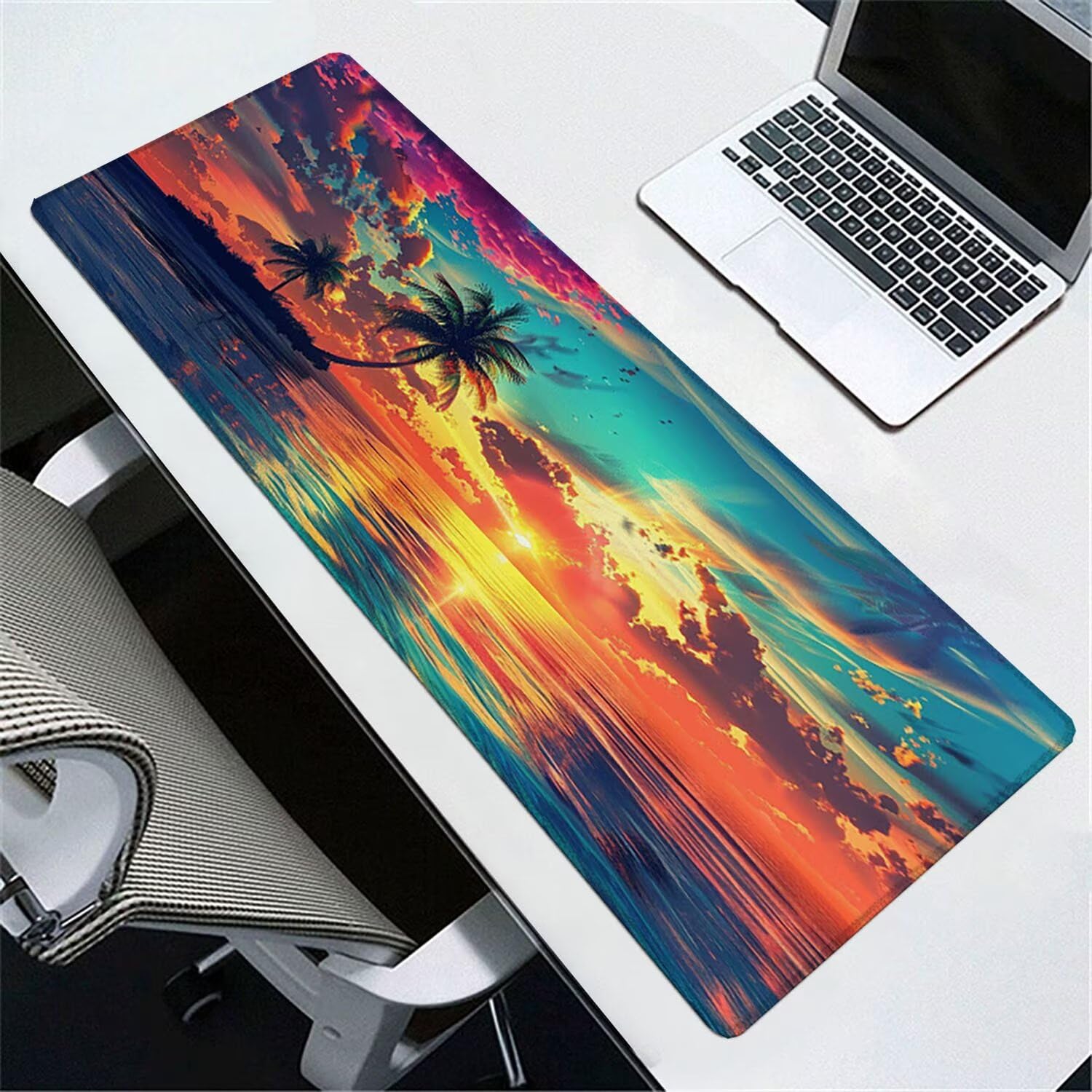 Alfombrilla de Ratón Gaming XXL Grande IR al mar Todos los días Alfombrilla PC y Portátil con Base de Goma Antideslizante Bordes Cosidos Superficie de Tela Suave Oficina y Hoga 1600x800mm L-693