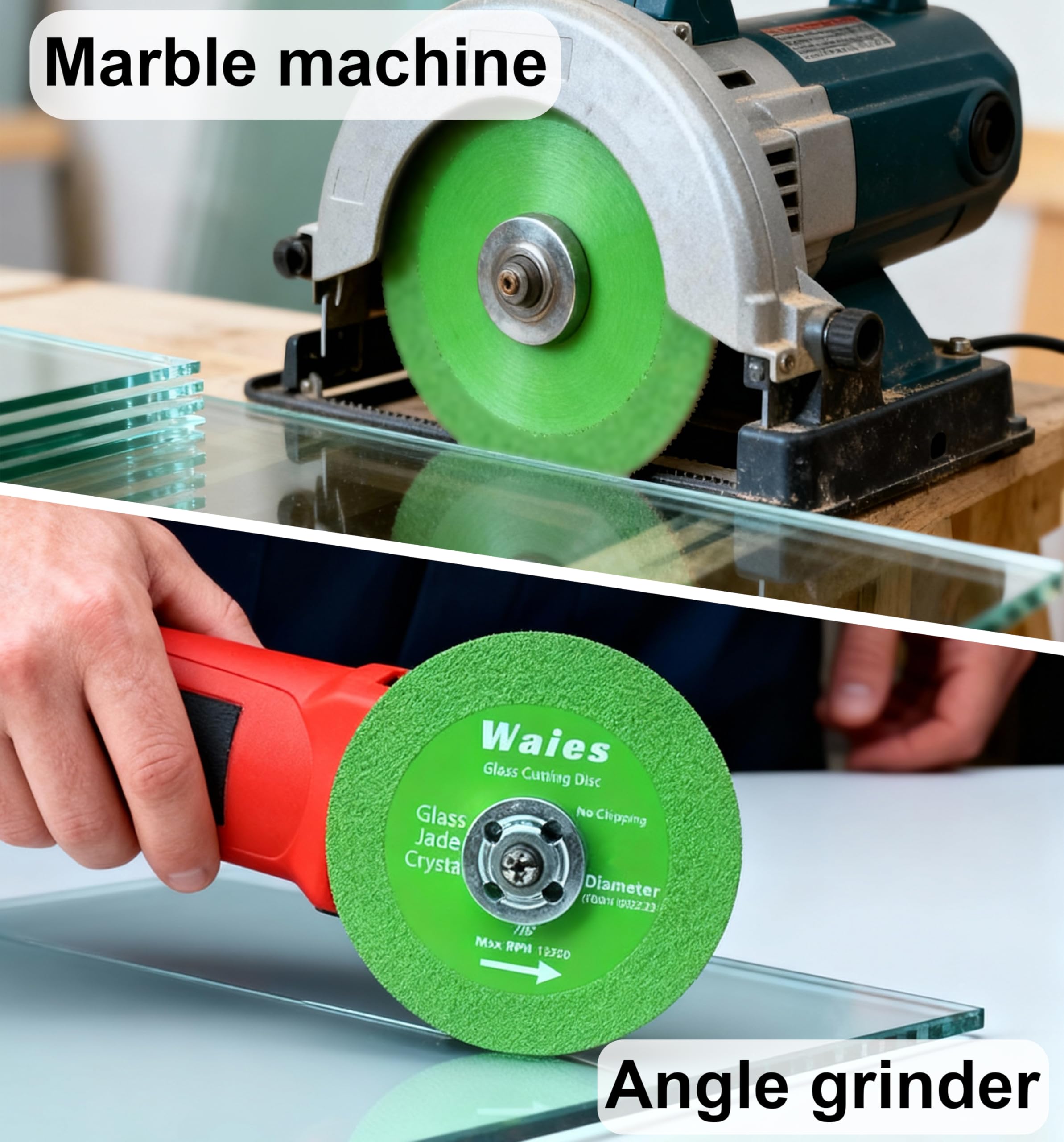 Disco de corte de vidrio con agujero de 22,23 mm, disco de pulido de corte de cerámica de vidrio para amoladora angular, hoja de sierra ultrafina de diamante para moler azulejos de cristal de