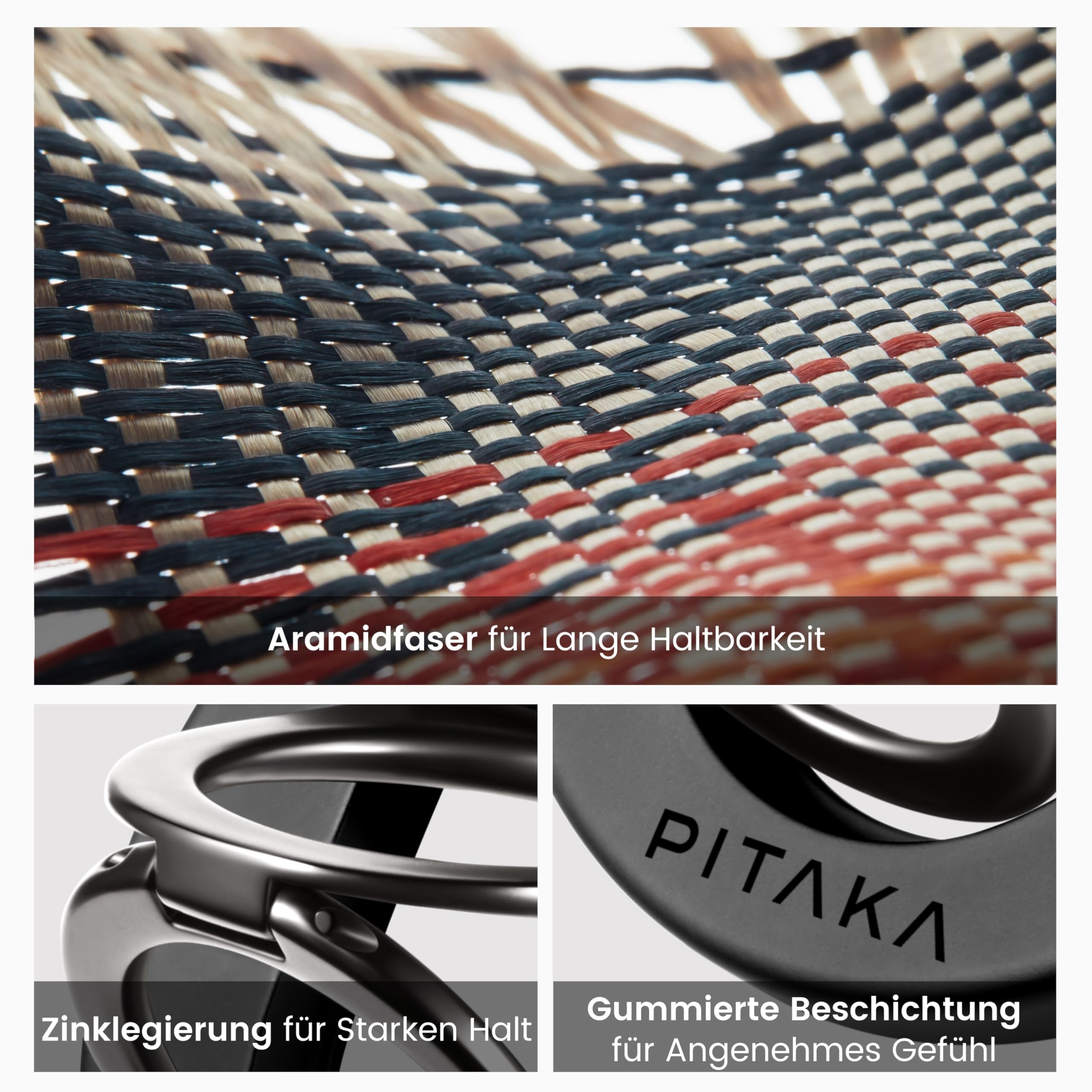 pitaka Handy Ring Halterung Magnetischer Griff Ring Halter mit Doppelring Einstellbar Fingerhalter Handy Ständer aus Aramidfaser für iPhone 17/16/15/14/13 Schwarz/Grau