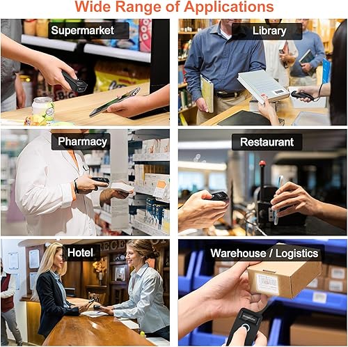 Miniatura 7 de KUIIYER Mini escáner de código de barras Bluetooth, escáneres inalámbricos 2D QR 1D de código de barras con pantalla digital OLED y voz AI, pequeño