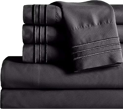 Mocassi Juego de sábanas tamaño individual, sábanas y fundas de almohada de hotel de lujo de 1800 Premier - Sábanas ultrasuaves, transpirables y