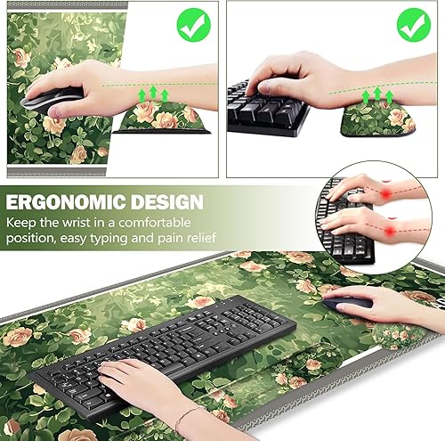 Miniatura 99 de ARTSO Juego de alfombrillas de mouse grandes para juegos, soporte para reposamuñecas para teclado + cojín de muñeca para mouse + alfombrilla de