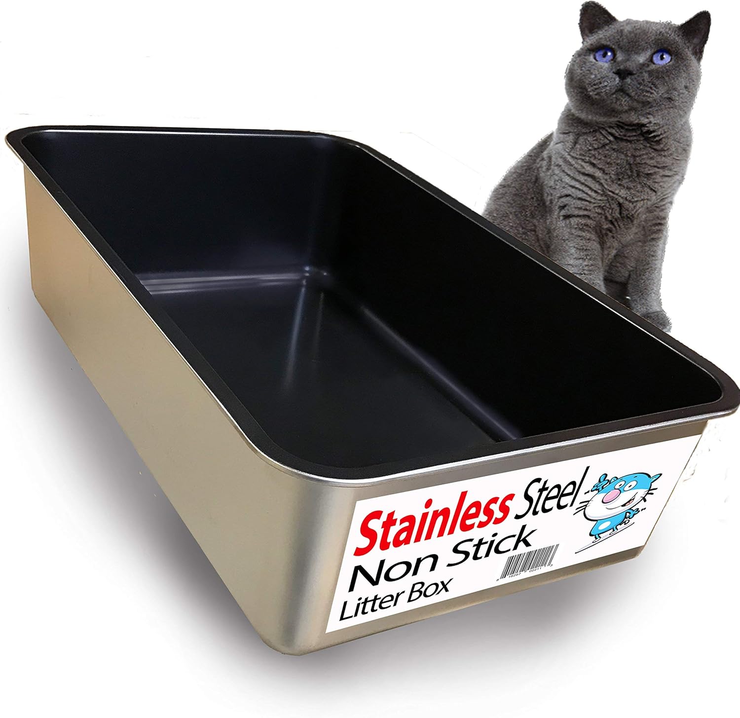 Stainless Steel Cat XL Litter Non-Stick Box and Pan Enclosure - for Kitty Cats Litter, Rust Resistant, Non Stick