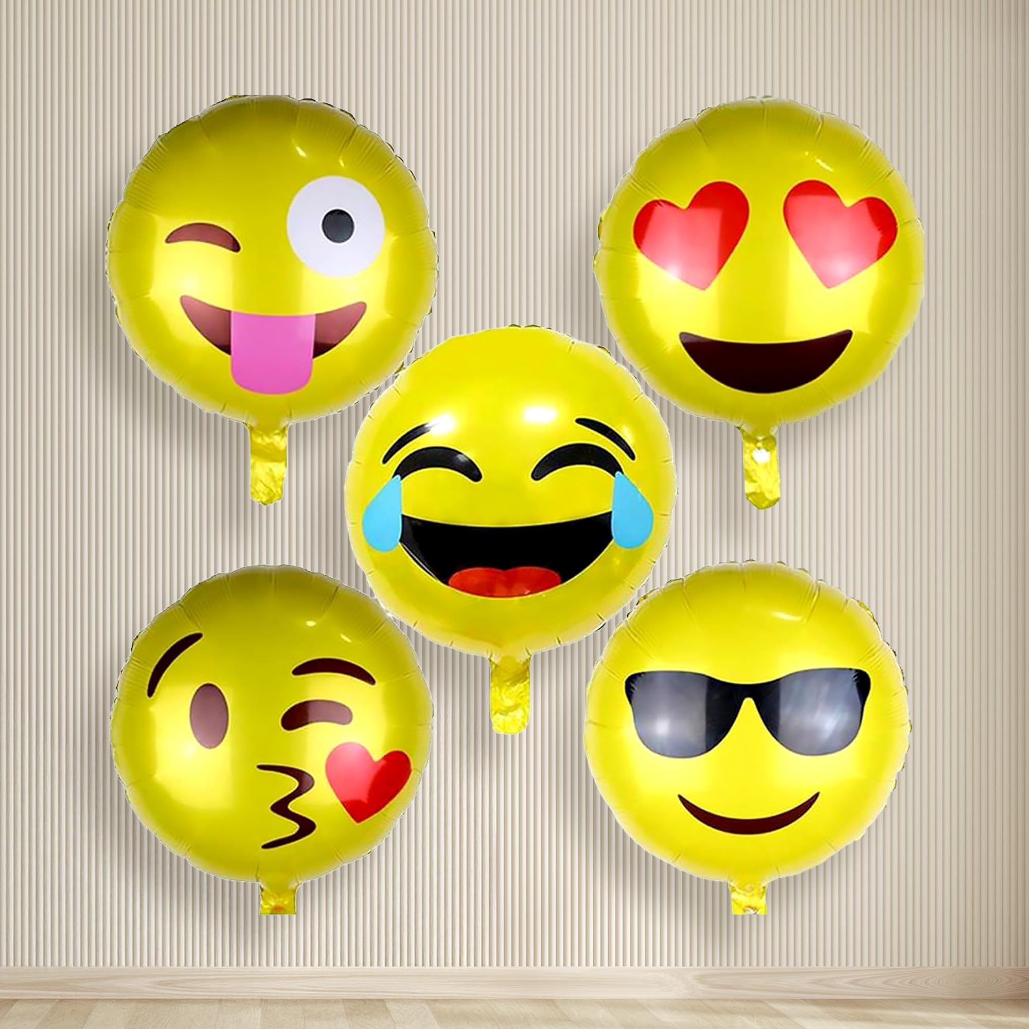 Party Propz Emoji Balloons For Decoration -5pcs Smiley Balloon For Kids | Foil Balloons for Birthday Decoration | Helium Balloon (Foil)