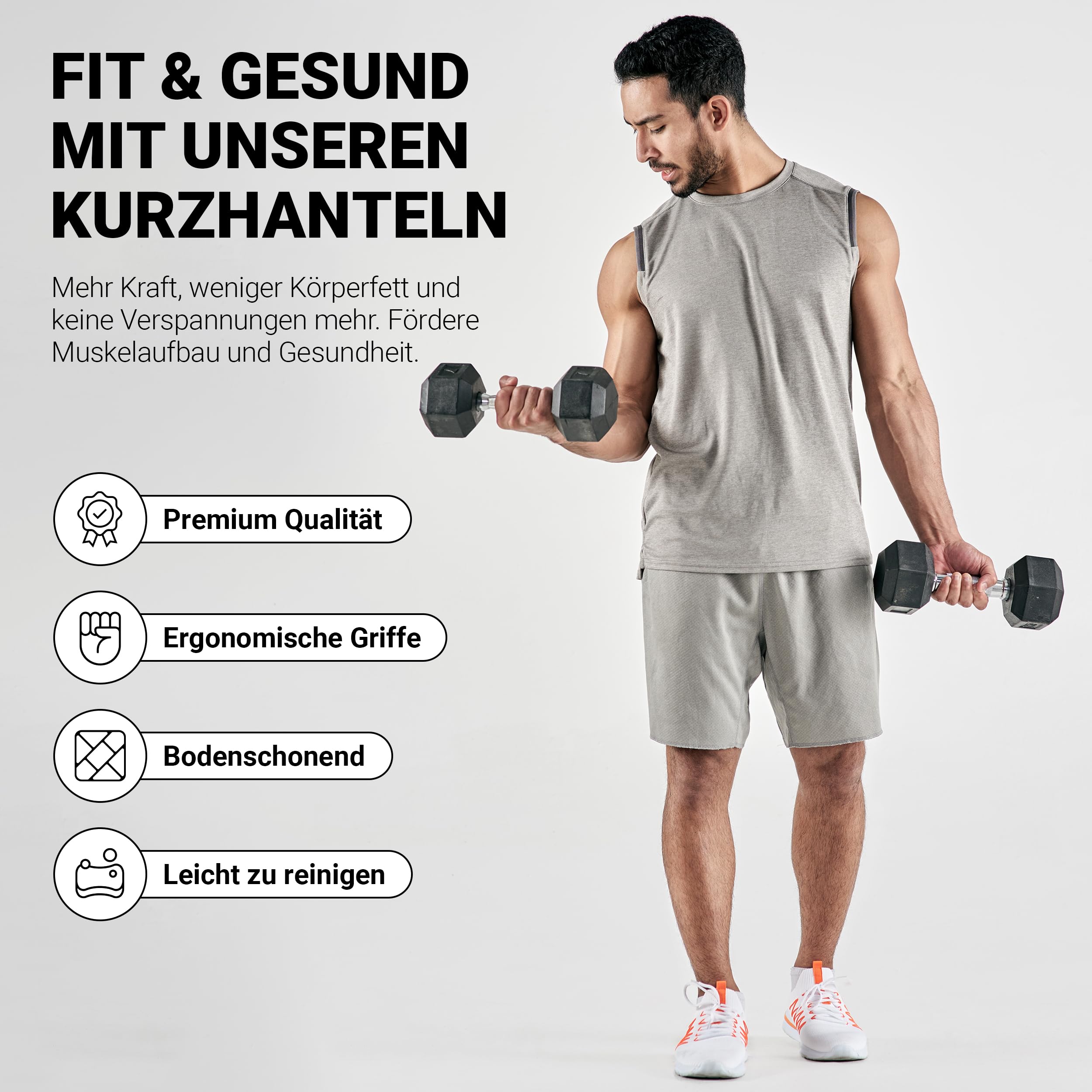 MSPORTS Hexagon Hanteln Premium 2er Set (Paar) | 5-30 kg | rutschsicher ummantelt | ergonomische verchromte Griffe | Kurzhantel-Set | Dumbbell-Set