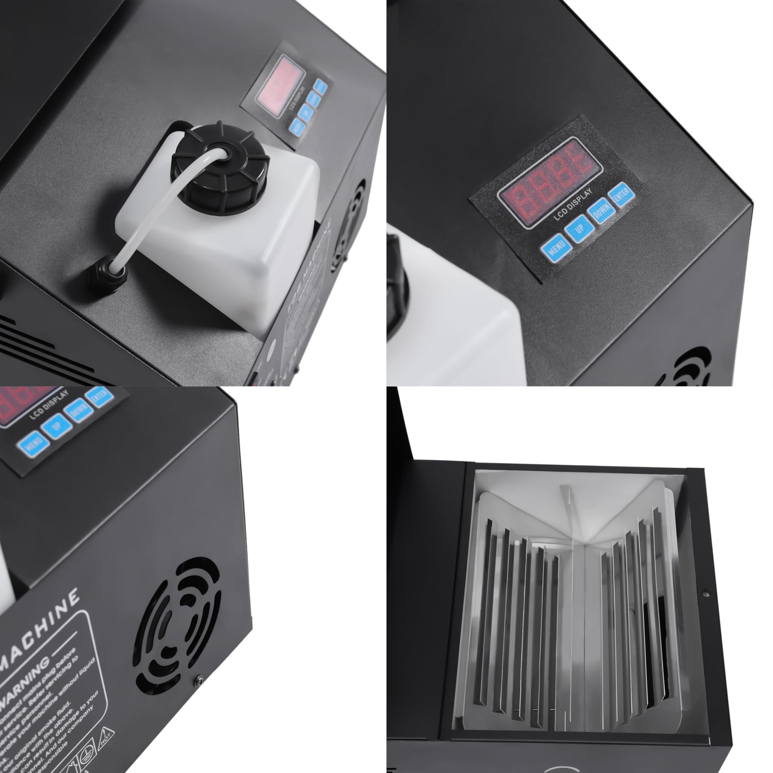 1200W Tragbar Bodennebelmaschine mit Steuermethoden (DMX/Fernsteuerung/Bedienfeld/Kabel), Mini Nebelmaschine mit Temperaturregelung, Rauchmaschine Smoke Machine mit LCD-Display für Party, Disco