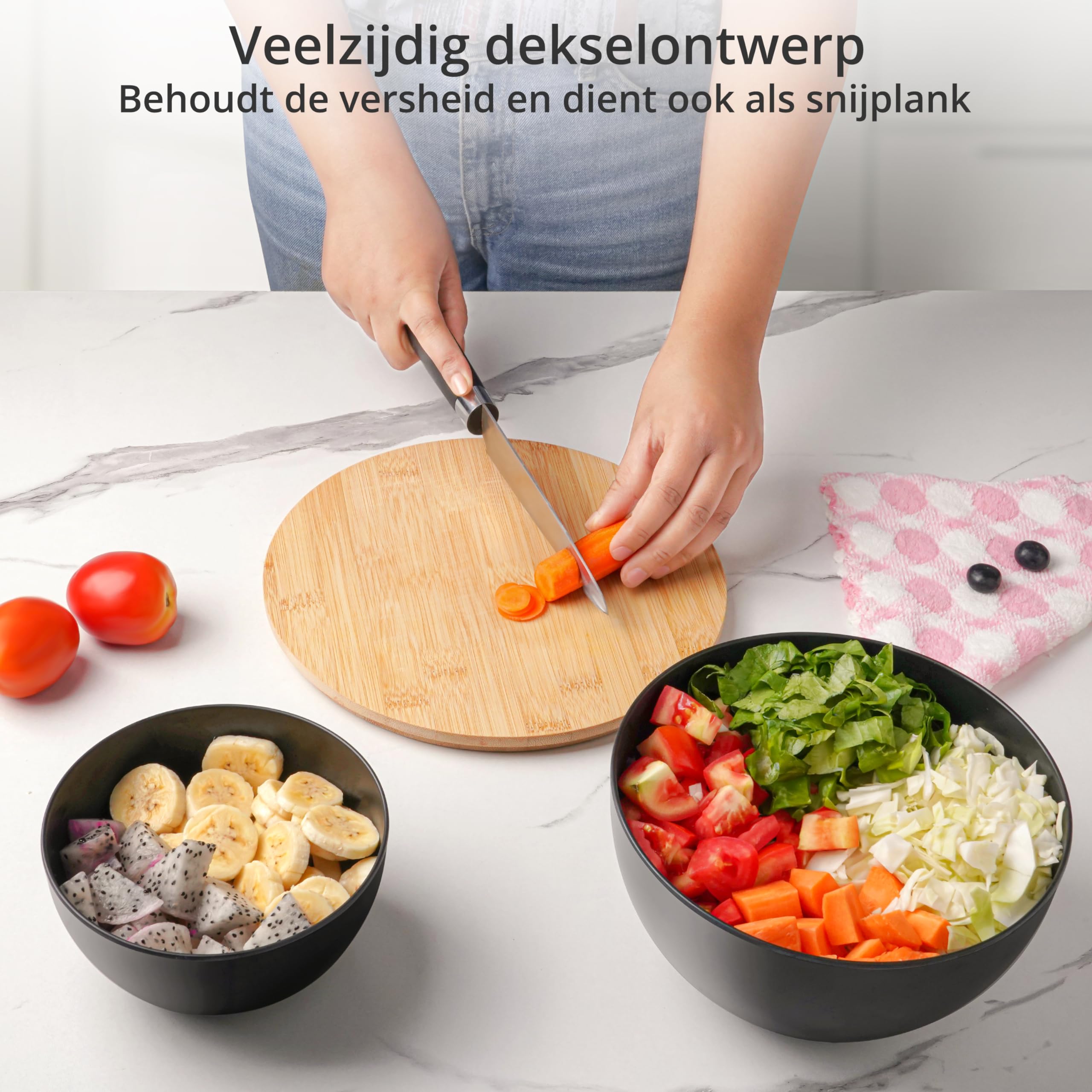 Luxear Voedselopslagcontainers set van 4-1L 1,8 L 3,2 L 4,5 l, maaltijdbereidingscontainers met kliksluiting, lekvrije deksels, plastic kommensets, herbruikbaar met handvat, magnetron, vriezer