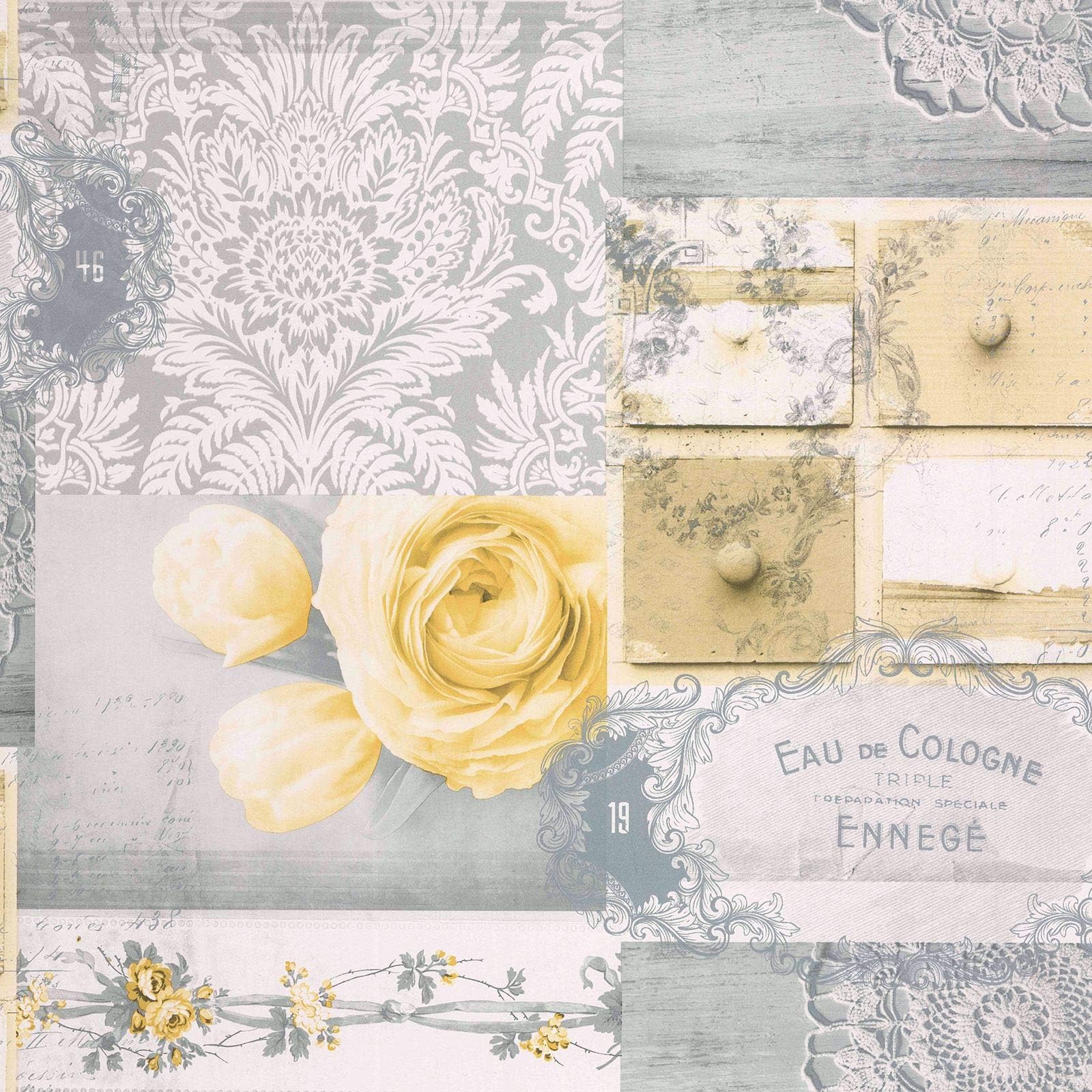 Crown Ophelia Decoupage Wallpaper Yellow M1427