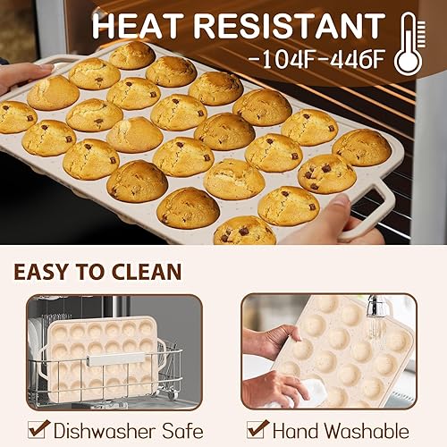 Miniatura 5 de iArtker Molde de silicona regular para magdalenas de 12 tazas para magdalenas y magdalenas, antiadherente para hornear moldes duraderos para