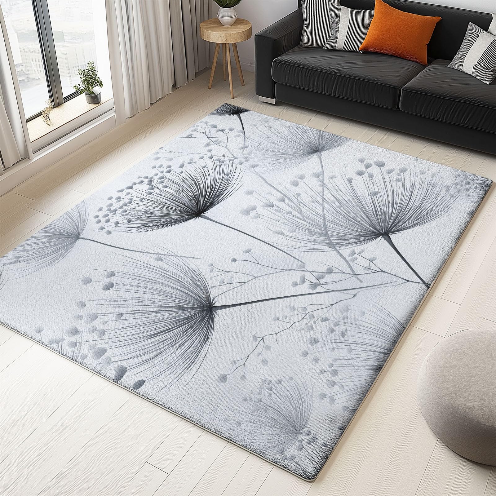 Tapis de salon lavable anti-glisse 140x200 cm gris idéal pour cuisine et couloir