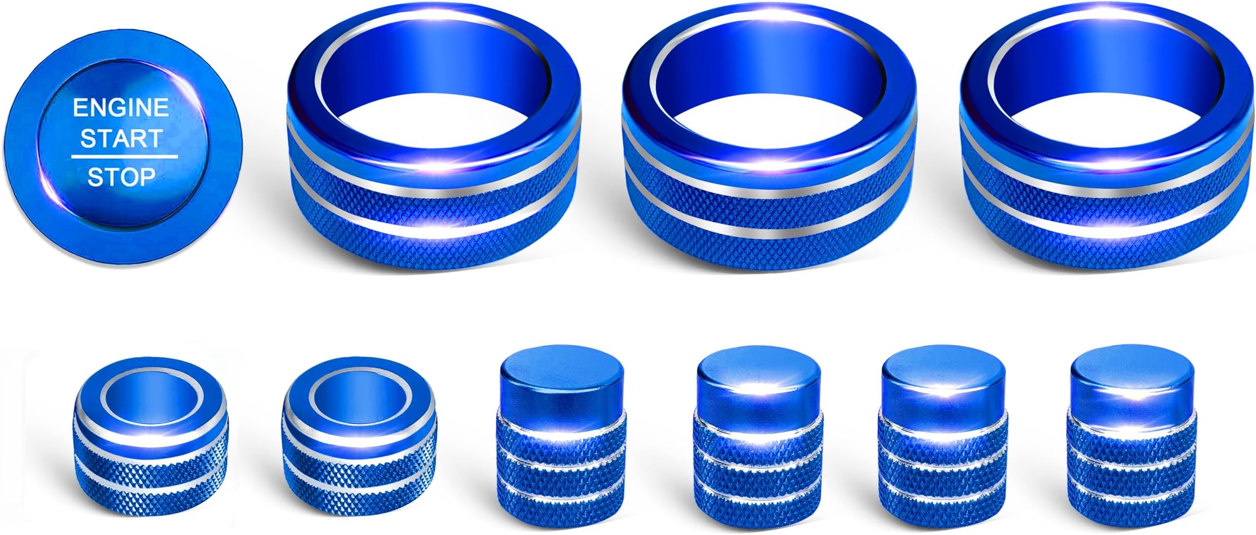 SENSHINE Air Conditioning, Vent Knob Cover for Honda Civic Accessories 2022 2023 2024 Start/Stop Push Button Ring, AC Climate Control Knob Button, Vent Lever Trim 11Pcs (Blue)